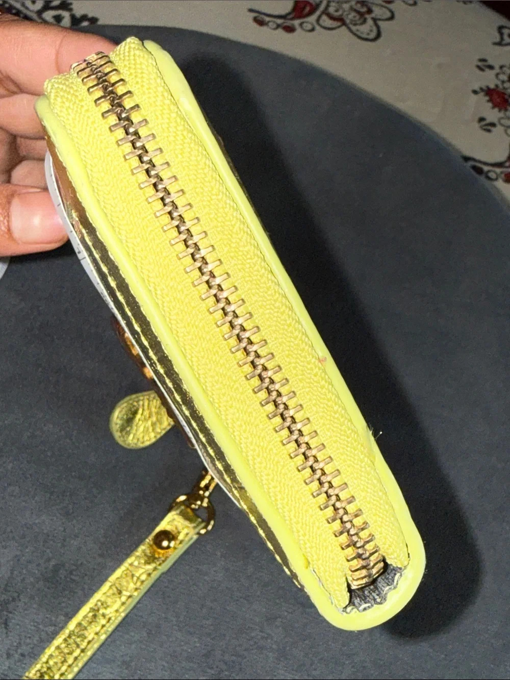 Sharif Metallic Croc-Embossed Zip Wallet - shimary green Gold